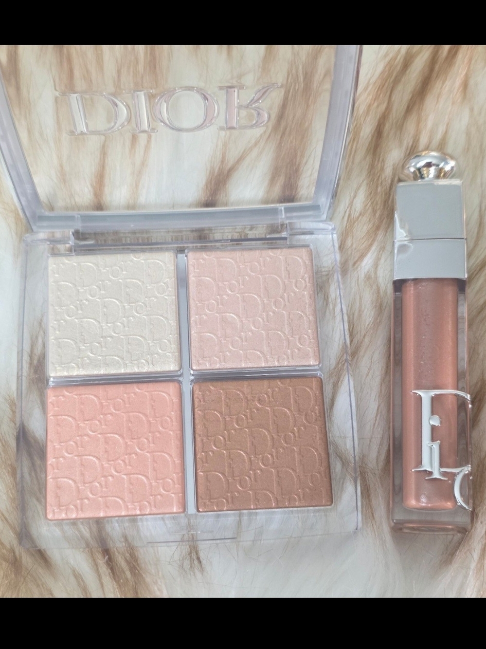 Dior Highlighter 002 Glitz & Lip liminizer 016 Shimmer Nude
